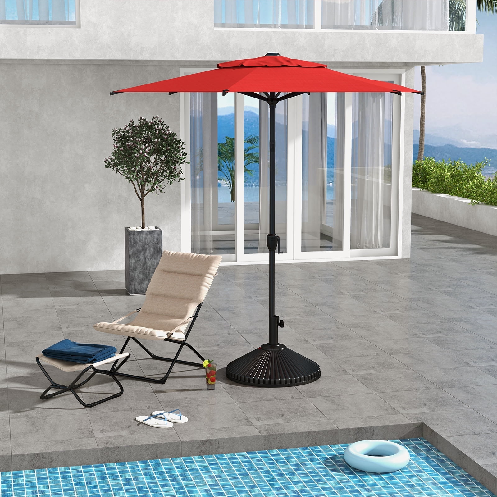 Abba Patio 7.5ft Lyon Outdoor Patio Umbrella Cover Replacement w/ 6 Sturdy Ribs, Dark Red