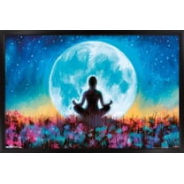 PD Moreno - Fine Art - Yoga Moon Wall Poster, 14.725" x 22.375" Framed