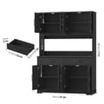 thumbnail image 5 of Hiphuta 71" Tall Kitchen Pantry Storage Cabinet with RGB LED and 6 Metal Hooks, Farmhouse Coffee Bar Cabinet with Charging Station, Buffet with Hutch and Microwave Stand, Black, 5 of 7