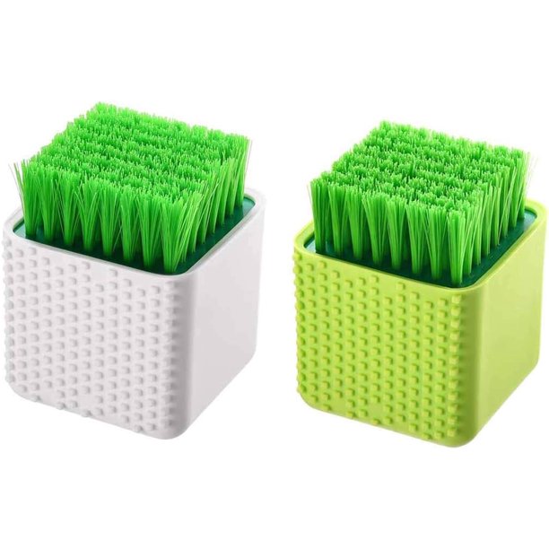 Paquete de 2 cepillos de silicona para lavandería, cepillo de lavado multiusos para el hogar, cepillo de fregado de doble uso para ropa interior, zapatos, herramienta de limpieza suave de plástico