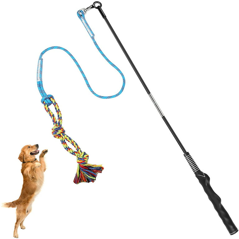 KriToy Flirt Pole for Dogs Dog Chew Toys Durable Dog Rope Toys Puppy Toys for Teething Small Dogs Flirt Stick Interactive Dog Toys for