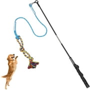 Dog Flirt Pole Toy, Interactive Teaser Wand for Dogs Tug of War and Outdoor Exercise, Tether Lure Toy with Chewing Rope to Chasing and Training for Small Dogs