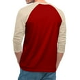 thumbnail image 4 of Resicozy Men's 3/4 Sleeve Shirts Crew Neck Casual Fashion Soft Vintage Workout Athletic Classic Fitted Tee Shirt Red L, 4 of 7
