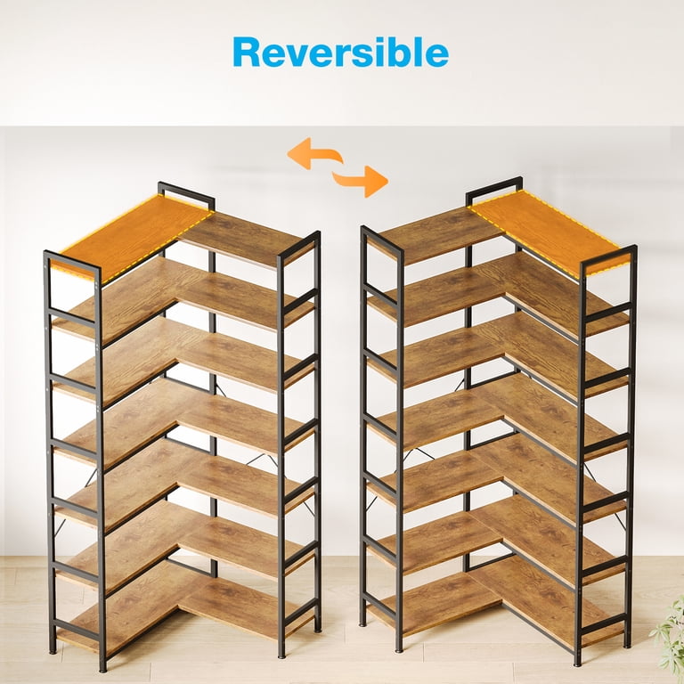 Casacomoda L-Shaped Corner Bookshelf, 7-Tier Industrial Design photo 5