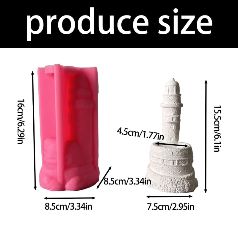 Zecic Handmade Flower Pots Molds 3D Lighthouse Candle Cup Silicone Mould Decorations
