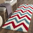 thumbnail image 3 of SAFAVIEH Rachel Geometric Chevron Kids Shag Area Rug, Ivory/Red, 3' x 5', 3 of 9