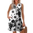 thumbnail image 2 of WTOBBY Women's Fashion Casual Printed V-Neck Button Vest Sleeveless Dress with Pocket, Floral Print Design for Summer Outfits, Lightweight and Comfortable for Everyday Use,Black L, 2 of 5