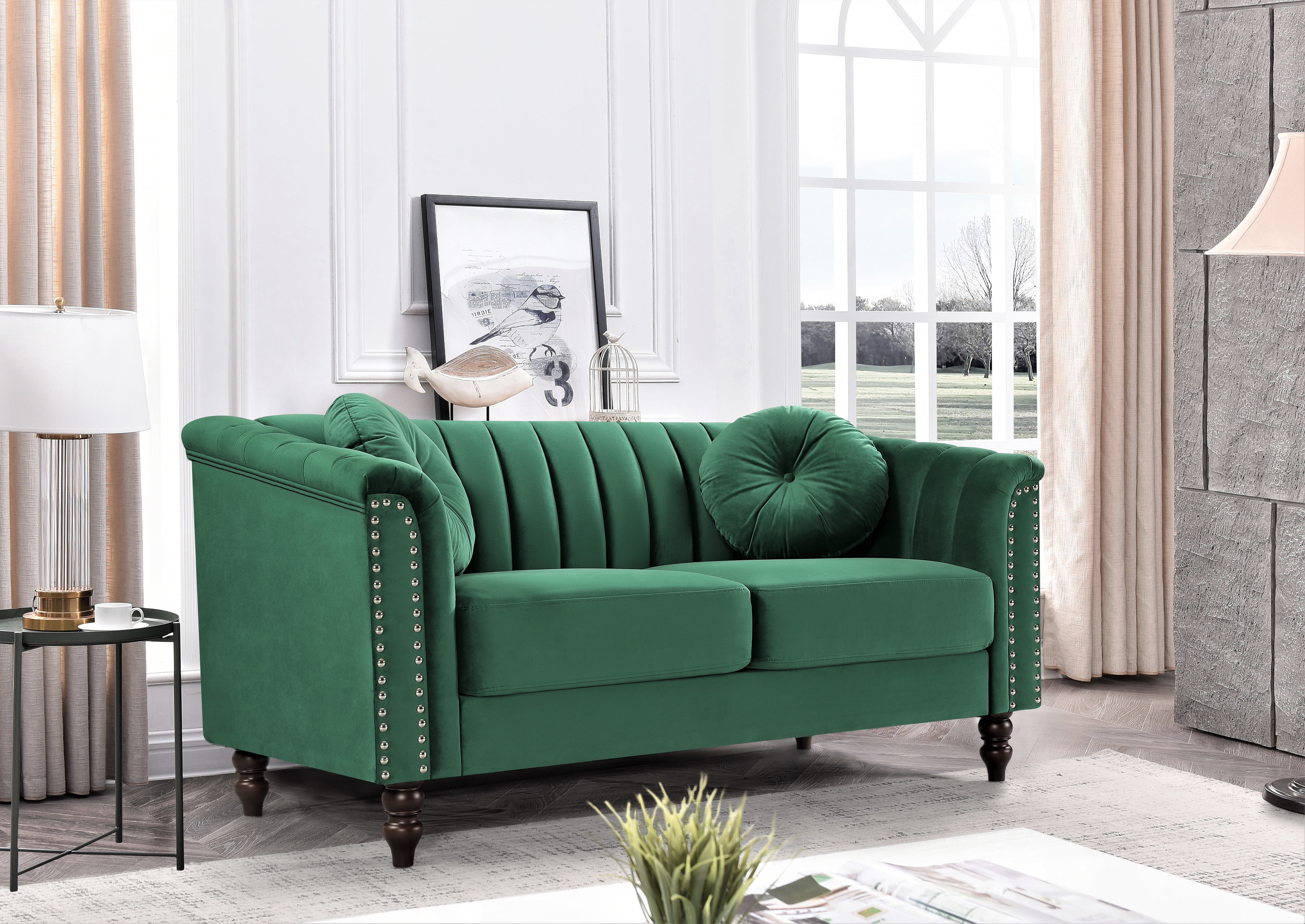 Dark on sale green loveseat