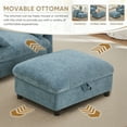thumbnail image 4 of Muumblus Accent Chair with Storage Ottoman, Indoor Chaise Lounge Armchair with USB & Phone Stand, Blue Chenille, 4 of 11