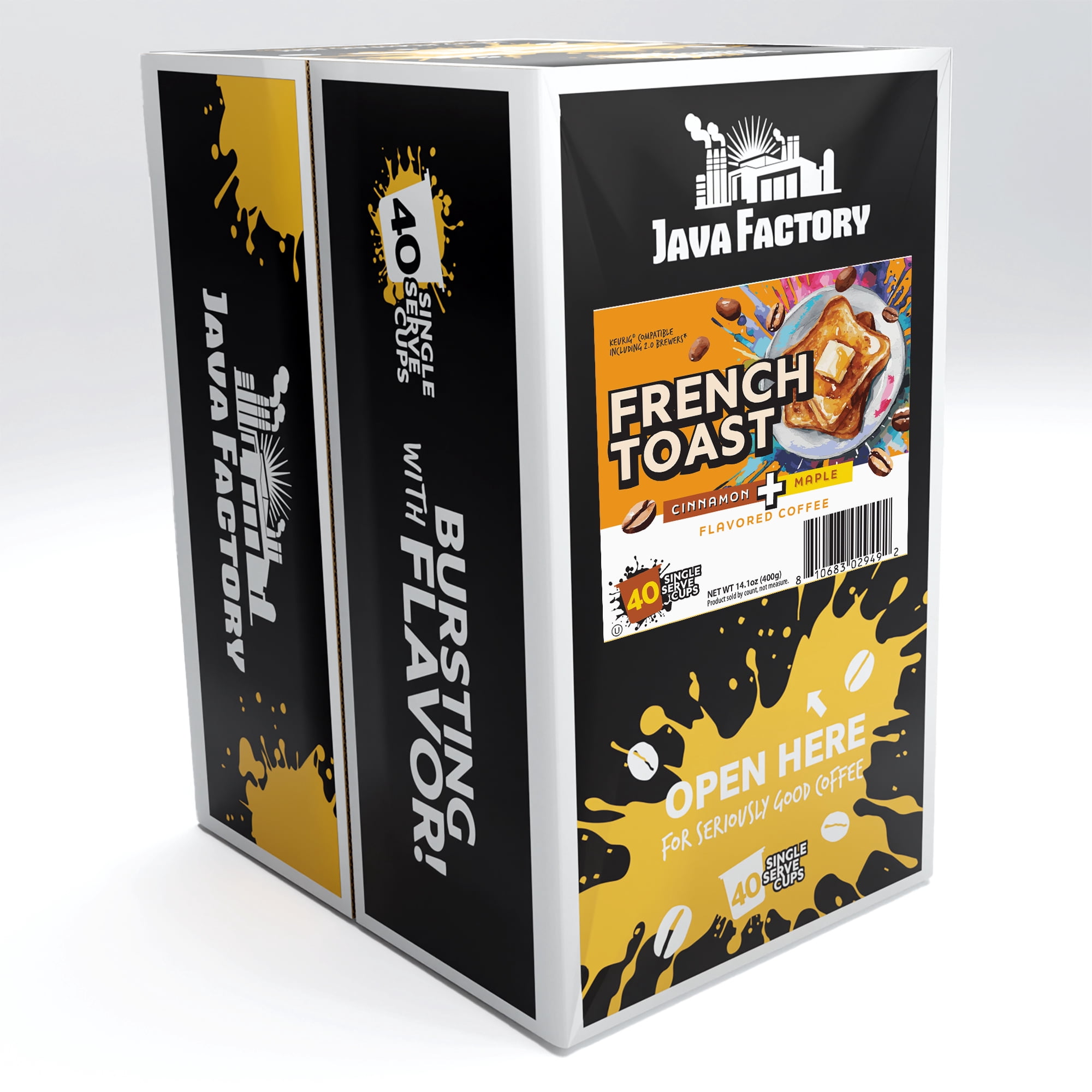 Java Factory French Toast Coffee Pods, Keurig Compatible, 40-Pack