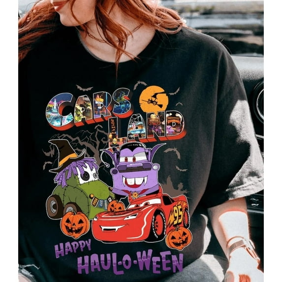 Disney Cars Land Halloween Shirt, Lightning McQueen Tow Mater Haul-O-Ween Tee, Vintage Spooky Season Tee