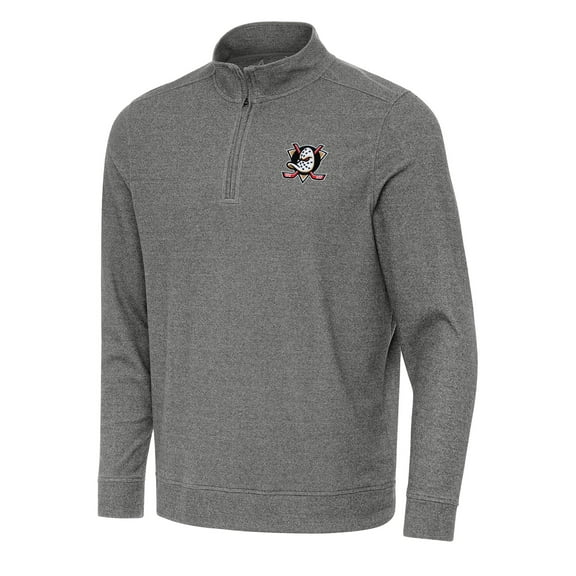 Men's Antigua Heather Black Anaheim Ducks Subtle Quarter-Zip Sweatshirt