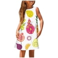 thumbnail image 1 of YOUSNH Robe Décontractée Sans Manches à Col Rond Imprimée Mignonne pour Filles Printemps et Été (6) Robes Filles Blanc 5-6, 1 of 5
