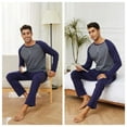 thumbnail image 5 of Mens Cotton Pajama Sets Long Sleeve Sleepwear for Men 2 Piece Mens Loungewear Sets with Pocket, Sizes S-XXL, 5 of 12