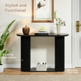 thumbnail image 3 of PHOYAL 42.51" Long Black Console Table with Vertical Stripe, Oval Fluted Sofa Table with Curved Edge Design for Entryway Hallway Living Room, 3 of 8