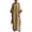 Khaki, variant on Women's Summer Batwing Sleeve Maxi Dress, Retro Contrast Binding Loose Kaftan Dress, Cotton Linen Texture Flowy Long Abaya