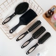 thumbnail image 2 of Topekada 5 Pcs Paddle Hair Brush Comb Set,Detangling Hairbrush Anti Static Massage Oval Comb Hair Styling Tools for Women Men Kid All Wet or Dry Hair(Black), round, 2 of 7