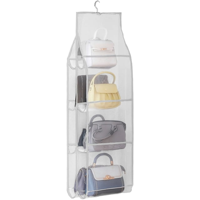 Organisateur de Sac Suspendu Anti-Poussière, Organisateur de Sac à Main Suspendu Pliable Transparent, Sac de Rangement Suspendu pour Garde-Robe, Sac à Main Lavable, Support de Rangement pour Garde-Robe