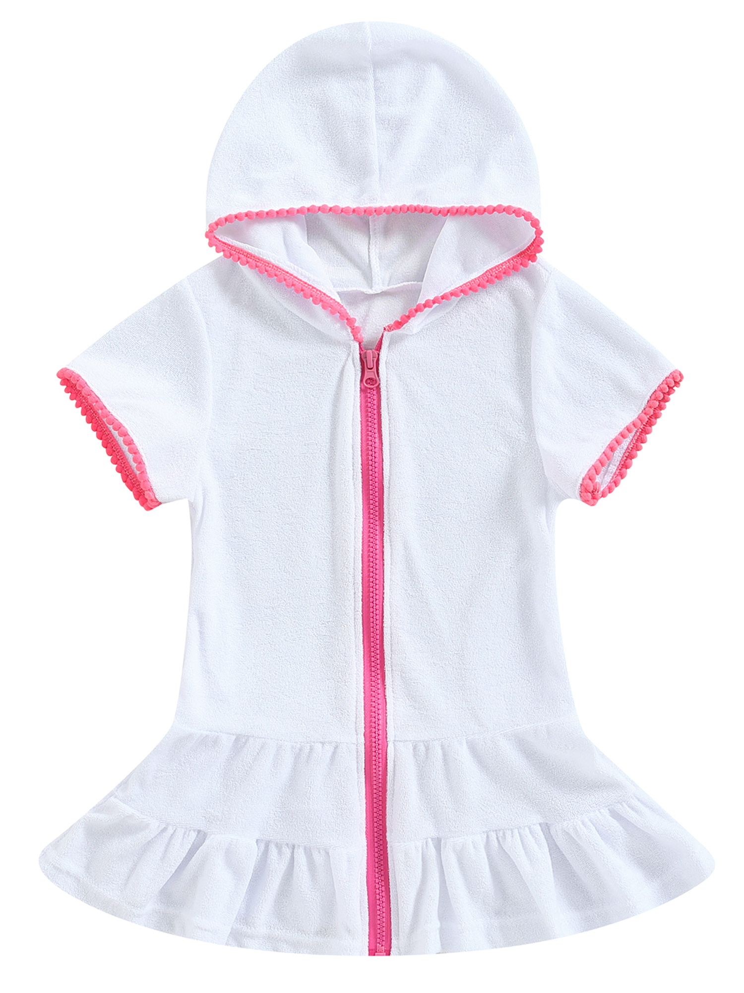 Sunisery Little Girl Swim Cover Ups Terry Zip Up Beach Swimsuit Hooded