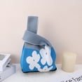 thumbnail image 5 of Unique Bargains 1 Pc Knitted Wrist Bag Flower Letter Gift Bag Blue, 5 of 5