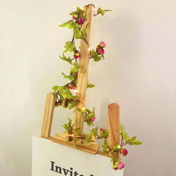 Artificial Rose Flower Vine with Fairy Light,Battery Powered Rose Vine Garland Light for Valentines Christmas Party Decoration