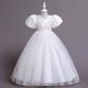 thumbnail image 2 of Vestido infantil Umfun de manga corta para niña, vestido de princesa con cola de flores, vestido formal de noche para baile, vestido de fiesta de cumpleaños elegante con mangas abullonadas, blanco,, 2 of 5
