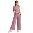 thumbnail image 2 of EKOUAER Pajama Sets for Women 2 Piece Casual Pj Set Rib Knit Cap Sleeve Soft Sleepwear, 2 of 6