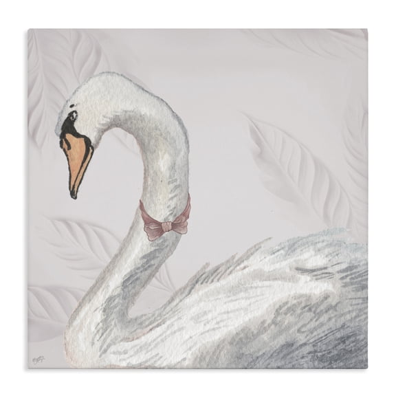 Stupell Industries Cottage Soft Classic Swan & Bow Canvas Art, 17 x 17, by Elizabeth Medley