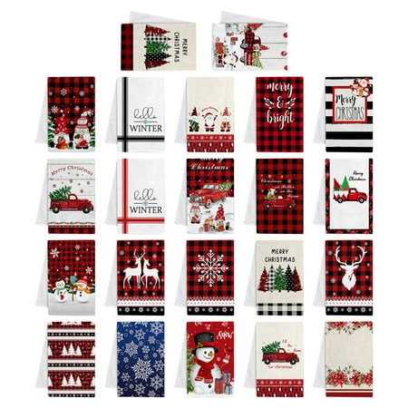 

Deyuer Kitchen Towel Strong Water Absorption Do The Dishes Decorative Merry Christmas Cute Snowman Truck Dishcloth for Home