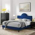 thumbnail image 2 of Platform Bed Frame, Full Size, Blue Navy, Velvet, Modern Contemporary, Bedroom Master Guest Suite Room, 2 of 10