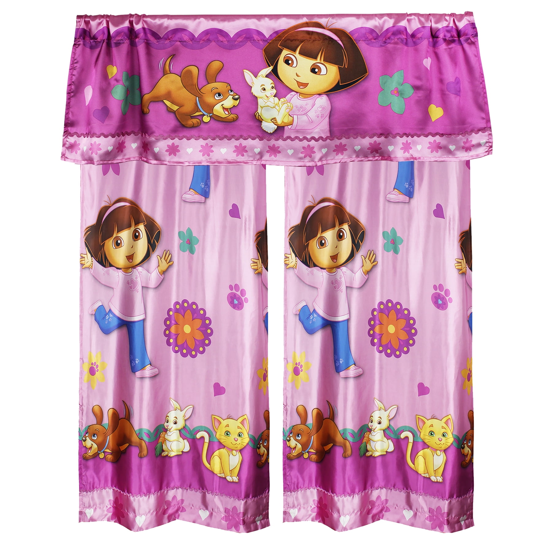 3pc Dora The Explorer Long Drapery Set Doras Pets Satin Window