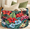 Multicolor 1, variant on Jiaoprinted Tropical Palm Leaves Large Round Collapsible Storage Basket, 65L Fabric Storage Organizer Bin with Handles for Blankets Linens Clothes, 19.4" x 13.3" Hibiscus Flowers Summer