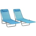 thumbnail image 3 of Outsunny 2-Piece Folding Chaise Lounge, Reclining Pool Chairs, Blue, 3 of 10