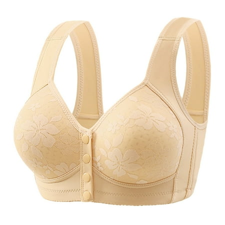 Xiaoxatg Women s Fixed Cup Front Buckle Underwear For The Elderly Plus Size Bra Without Underwire Thin Tank Top Bra Women Bras Wireless Full Coverage