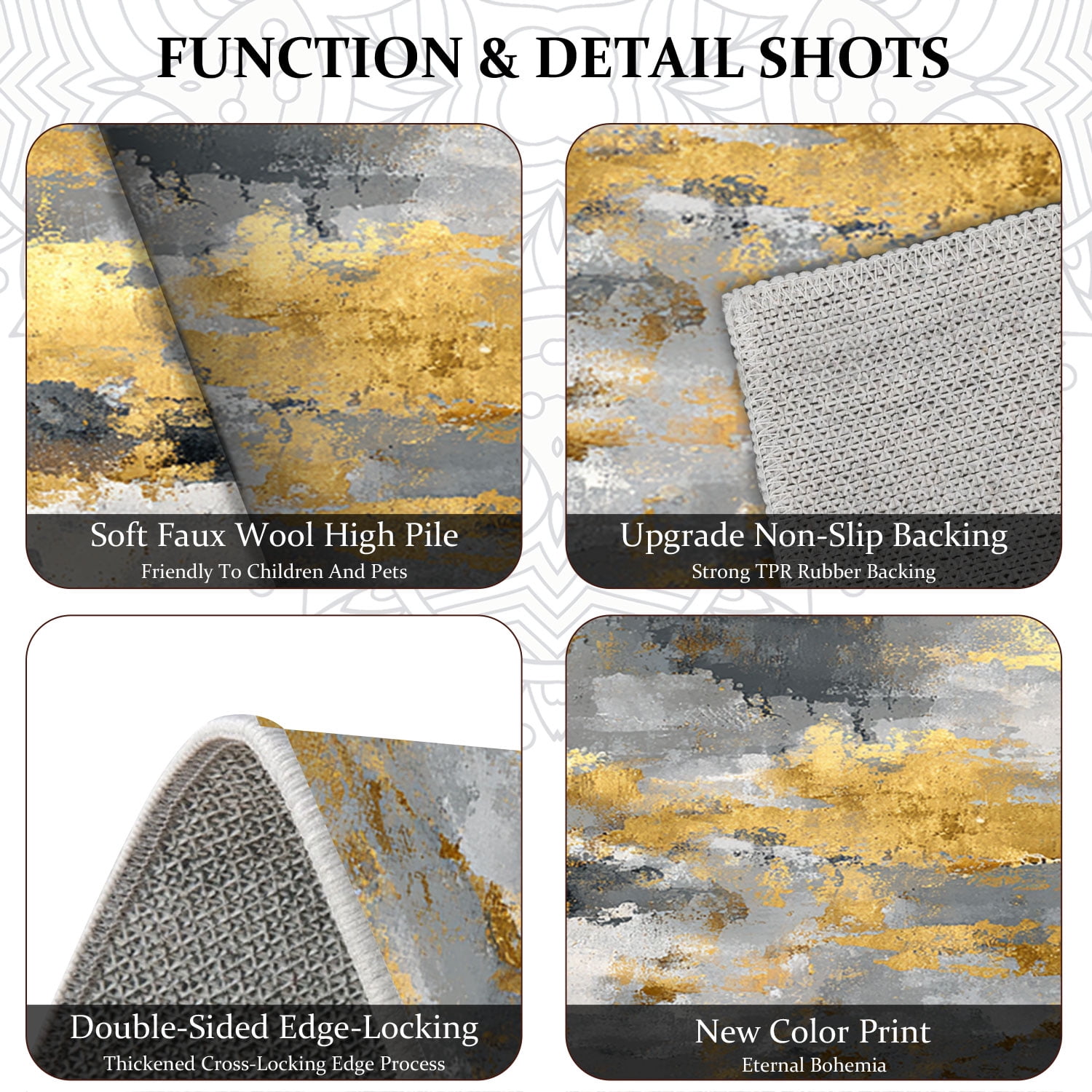 3 Piece Kitchen Rug Set, Non-Slip And Washable, Abstract Pattern Kitchen Hallway Rug, Soft And Comfortable, Suitable For Sinks, Floors, Entrances, Hallways and Bathrooms
