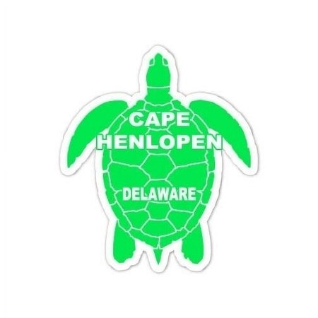 Cape Henlopen Delaware Souvenir 4 Inch Green Turtle Shape Decal Sticker