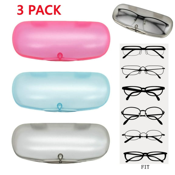3 Pcs Clear Plastic Eye Glasses Cases,Hard Reading Glasses Boxes Portable Storage Case Lightweight Sunglasses Holder Protector Travel Eyeglasses Organizer
