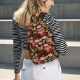 thumbnail image 5 of Disketp Leaf And Fruit print Canvas Backpack Lightweight Travel Daypack Student Rucksack Laptop Backpack-, 5 of 5