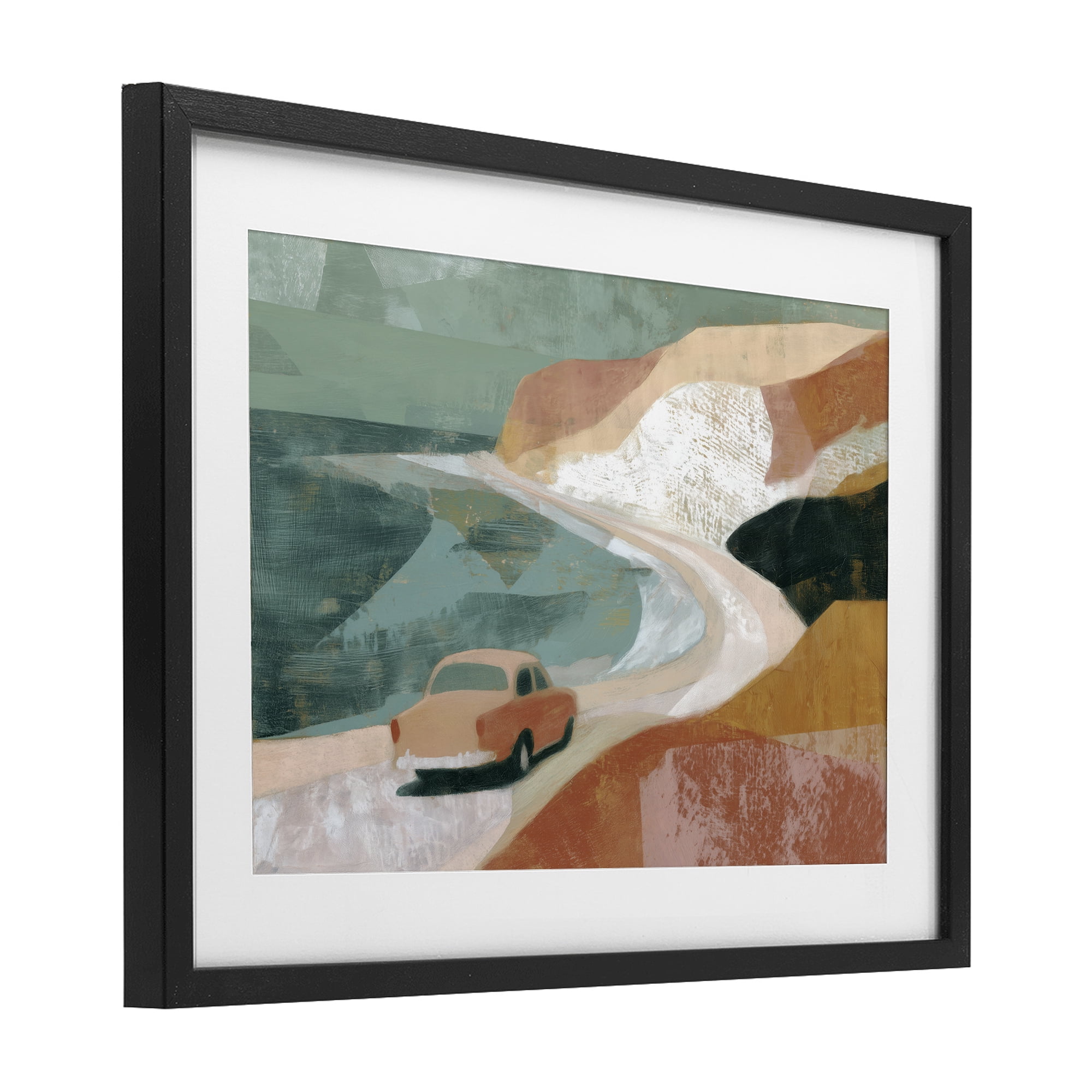 Stupell Industries Classic Car on Coastal Highway Black Framed Print Under Glass, design by Chromatic Storm Studio