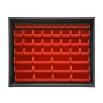 Durham 5022-48-1795 72 in. 12 Guage Enclosed Shelving with 48 Red Hook on Bins, Gray
