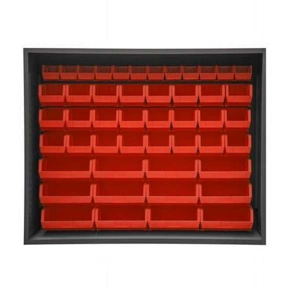 Durham 5022-48-1795 72 in. 12 Guage Enclosed Shelving with 48 Red Hook on Bins, Gray