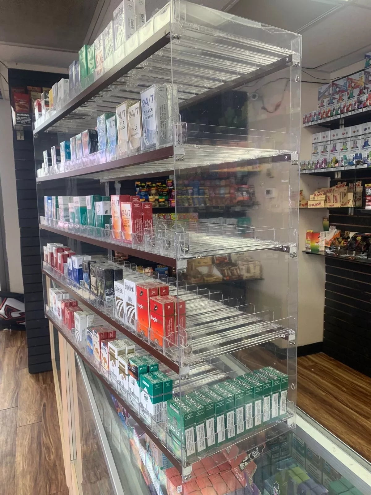 NEW 990  Cigarette Box Display Case Push Tray Commercial Retail Tobacco Auto Feed Showcase