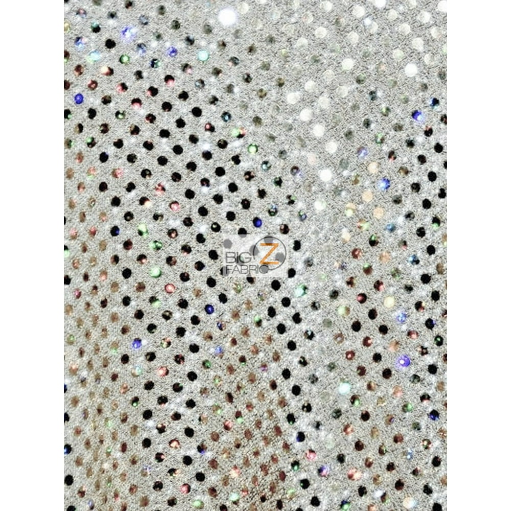 Small Confetti Dot Sequin Fabric / White/Silver / Sold By The Yard