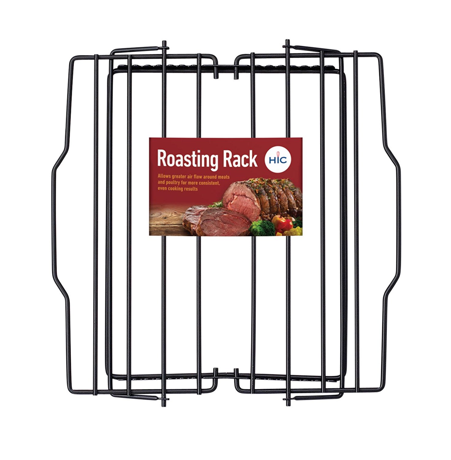 HIC Adjustable Wire Roasting Baking Broiling Rack, Nonstick, 10Inches