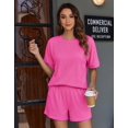 thumbnail image 2 of Ekouaer Two Piece Sets for Women Summer 2026 Lounge Sets Matching Outfits | Short Sleeve Ribbed Summer Sets 2 Piece Vacation Outfits Beach Short Sets Cruise Outfits Airport Travel Clothing with Pocke, 2 of 5