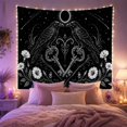 thumbnail image 2 of Floral Garden Monochromatic with Detailed Ravens Face Each, Spooky Gothic for Gothic Decor Fans, Dark Art Decor, Halloween Gift, Tapestry Wall Hanging for Bedroom and Dorm, 2 of 7
