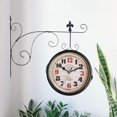 thumbnail image 1 of Reloj de pared de doble cara Reloj de reloj de muidad de reloj de pared montado en la pared para la sala de estar del hogar Decoración del jardín Negro, 1 of 8