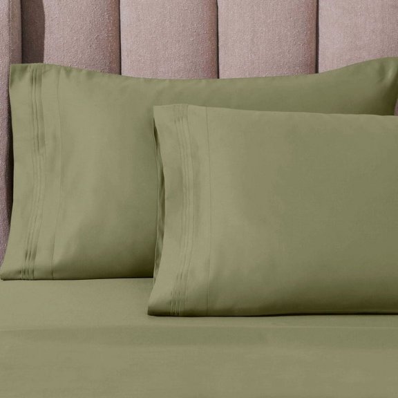 Superior 1000 Thread Count Egyptian Cotton Pillowcases Soft Breathable Set of 2, Sage, King