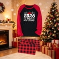 thumbnail image 3 of Rrxhxhs 2026 Merry Christmas Matching Pajamas Set Plaid Crew Neck Raglan Sleeve Sleepwear Long-Sleeve Plaid Pants Set, 3 of 6
