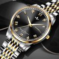 thumbnail image 2 of Reloj no mecánico para hombre, reloj para hombre, dorado, clásico, correa de acero fina, resistente al agua, luz nocturna, reloj de cuarzo para hombre, 2 of 6